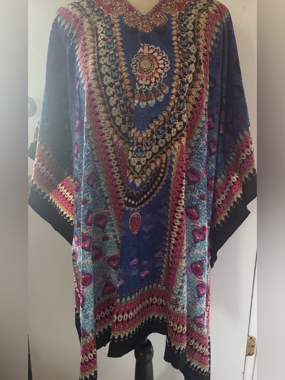 Boho Prints  Kaftan Dress in Blue and Pink
